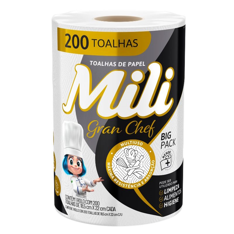 Toalha de Papel Mili Gran Chef 200 Folhas