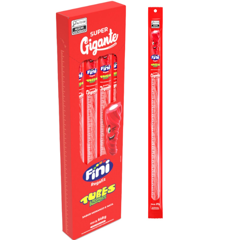 Goma Fini Tubes Super G Sabor Morango Azedinho 27g