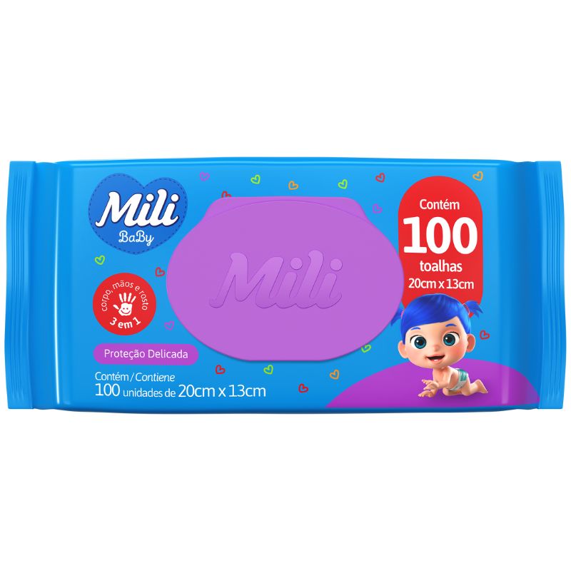 Toalha Umedecida Mili Baby 100 Unidades