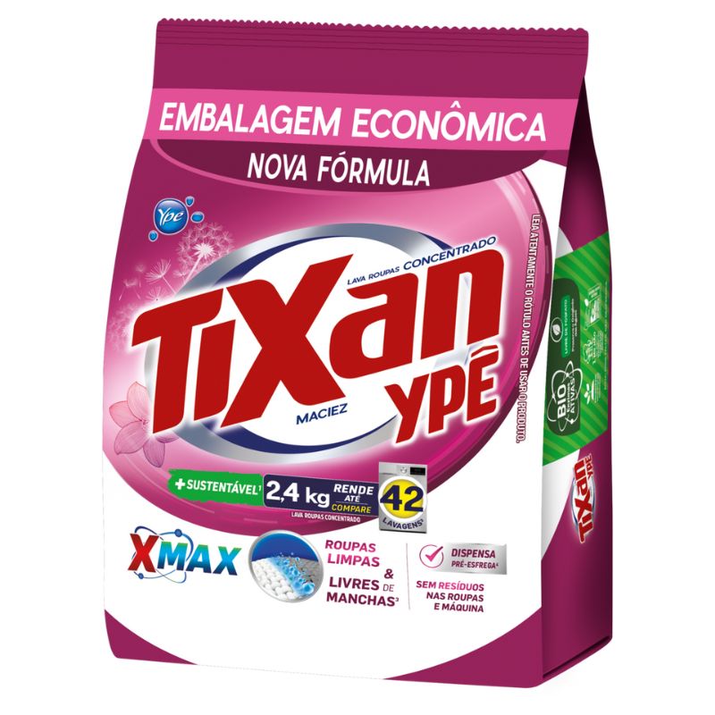Lava Roupas Em Pó Tixan Ypê Maciez 2,4KG