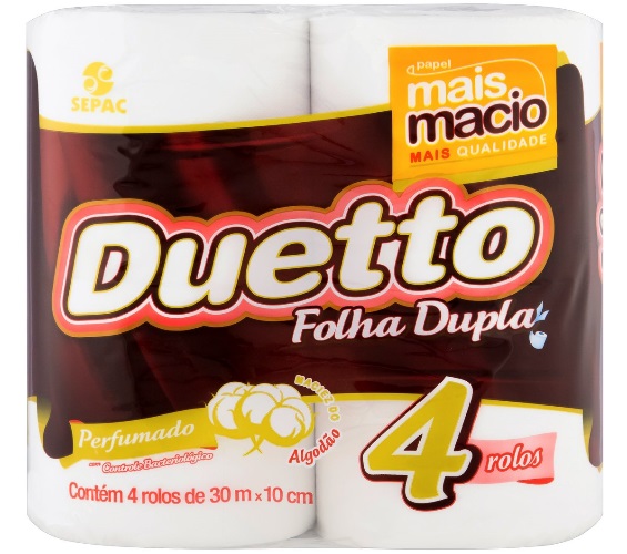 Papel Higiênico Duetto Folha Dupla Perfumado 4 Unidades com 30M