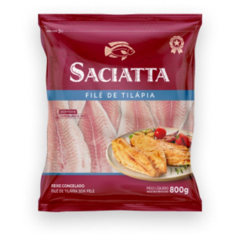 Filé de Tilápia Saciatta Congelado Pacote 800G