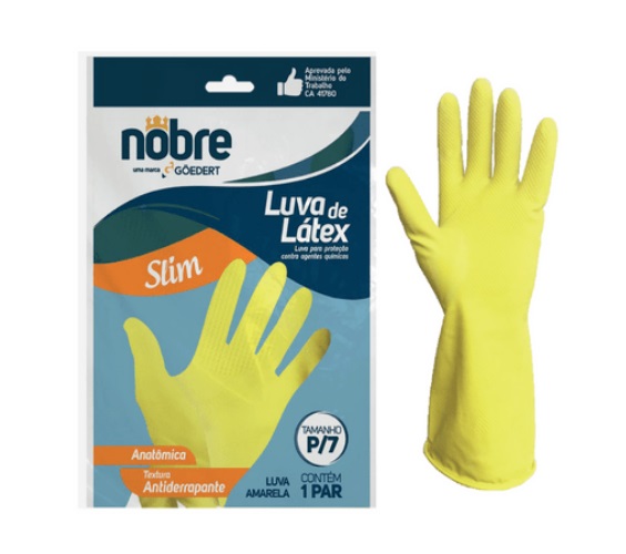 LUVA LATEX NOBRE SLIM P AMARELA
