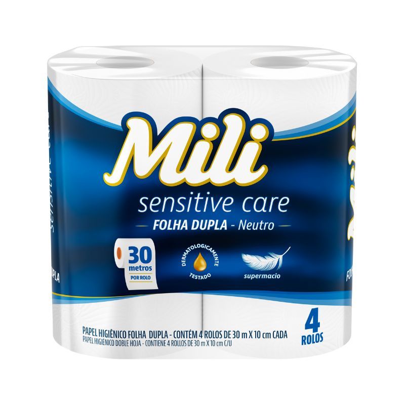 Papel Higiênico MILI Neutro Folhas Duplas Duo Chic 30M 4UN