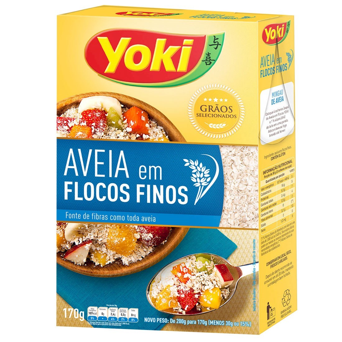 Aveia em Flocos Finos Yoki Caixa 170g