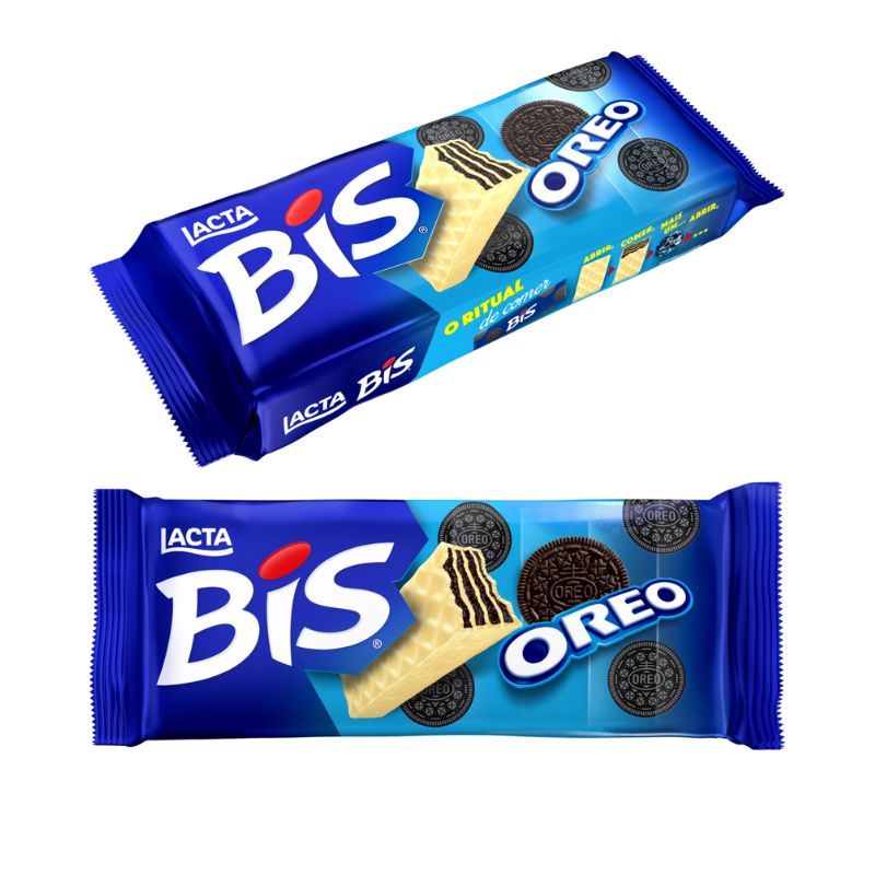 Wafer Oreo Cobertura Chocolate Branco Lacta Bis Pacote 100,8g