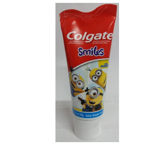 Gel Dental Infantil com Flúor Bubble Fruit Minions Colgate Smiles Bisnaga 100g