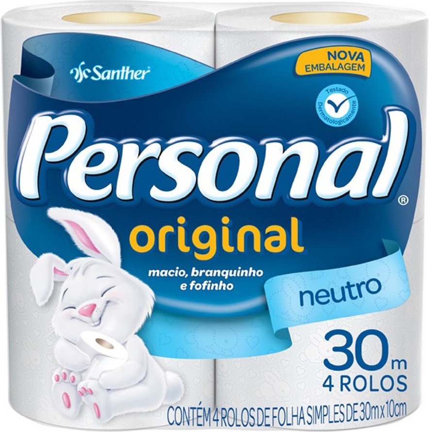 Papel Higiênico PERSONAL Neutro 30m 4 unidades