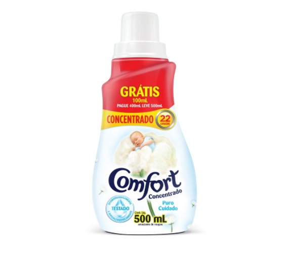 Amaciante de Roupa Concentrado Puro Cuidado Comfort Intense Frasco Leve 500ml Pague 400ml