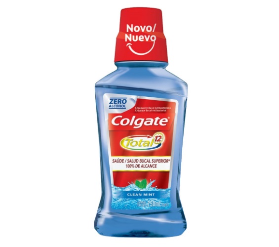 Enxaguante Bucal Antibacteriano Zero Álcool Clean Mint Colgate Total 12 Frasco 250ml