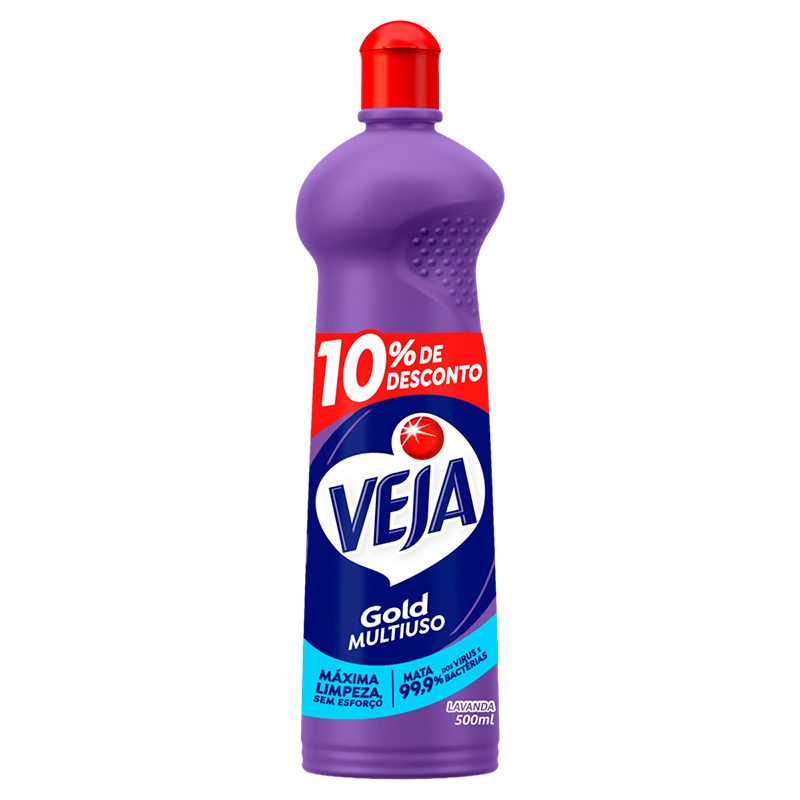 Limpador Multiuso Lavanda e Álcool Veja Gold Squeeze 500ml Grátis 10% de Desconto