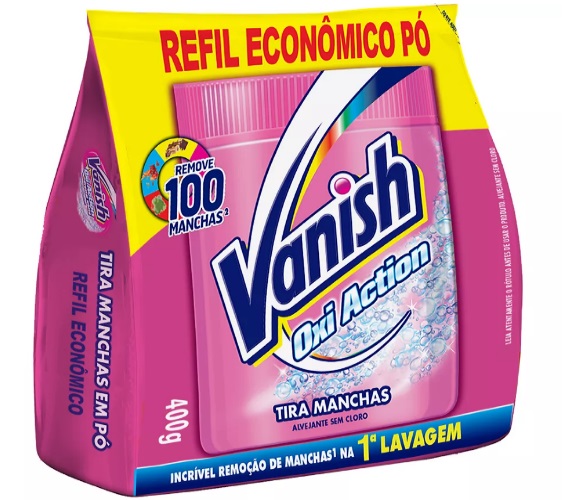Tira-Manchas em Pó Roupas Coloridas Vanish Oxi Action Pacote 400g Refil Econômico