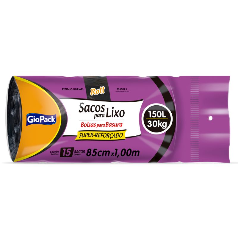 Saco Para Lixo GioPack Roll Super Reforçado 150LT 15UN