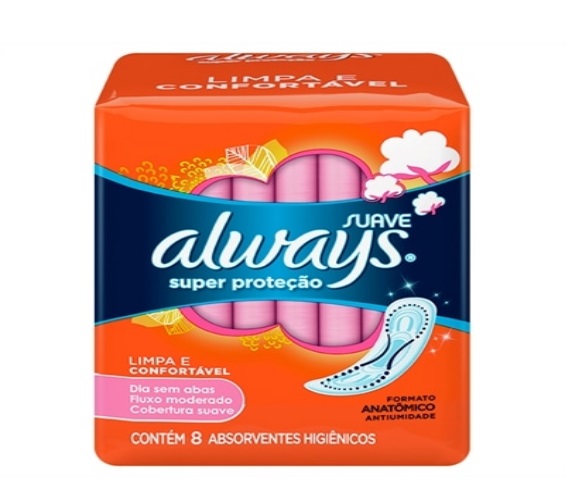 Absorvente sem Abas Suave Super Proteção Always Pacote 8 Unidades
