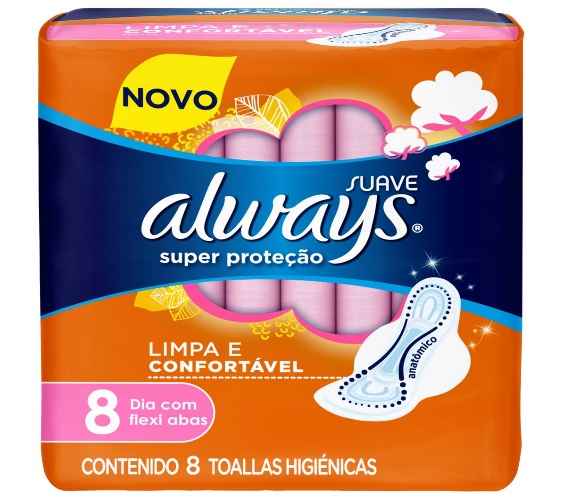 Absorvente com Abas Suave Super Proteção Always Pacote 8 Unidades