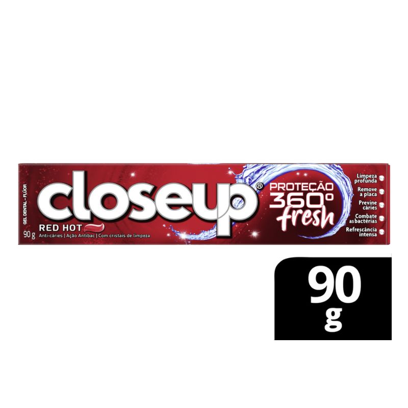 Gel Dental Red Hot Closeup Proteção 360° Fresh Caixa 90g
