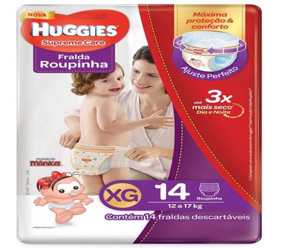 Fralda Descartável Infantil Roupinha Huggies Supreme Care XG Pacote 14 Unidades