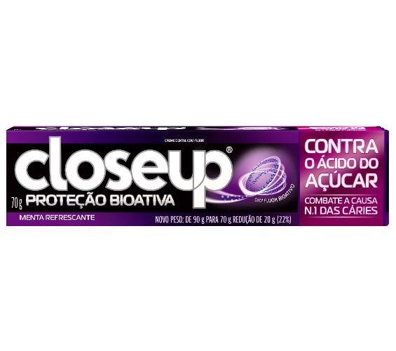 Creme Dental Menta Refrescante Closeup Proteção Bioativa Contra o Ácido do Açúcar Caixa 70g