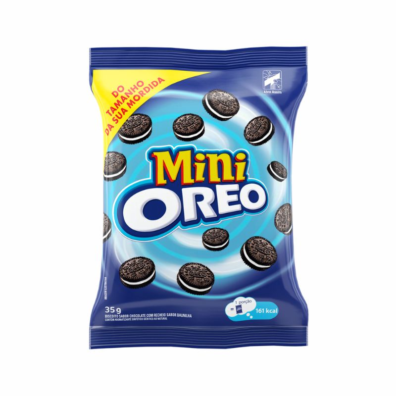 Mini Biscoito Chocolate Recheio Baunilha Oreo Pacote 35g