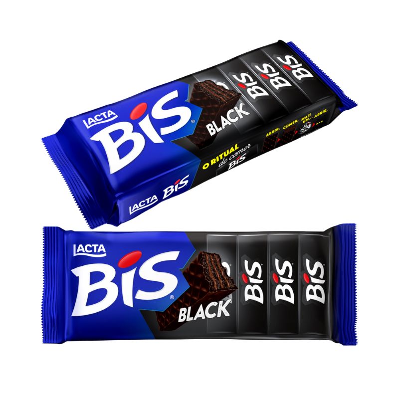 Wafer Recheio e Cobertura Chocolate Lacta Bis Black Pacote 100,8g