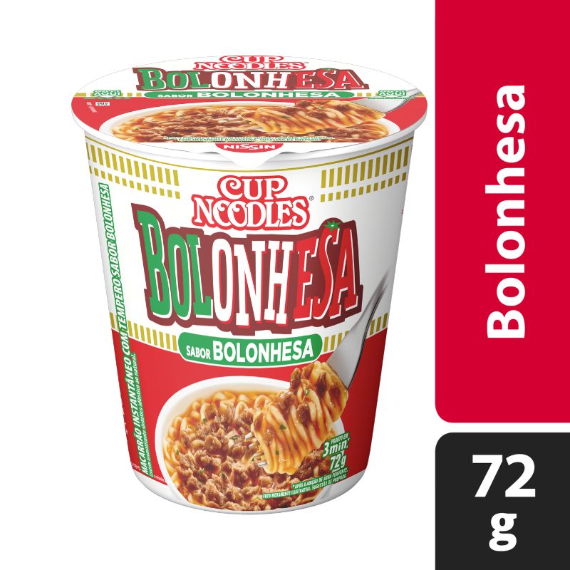 Macarrão Instantâneo Bolonhesa Nissin Cup Noodles Copo 72g