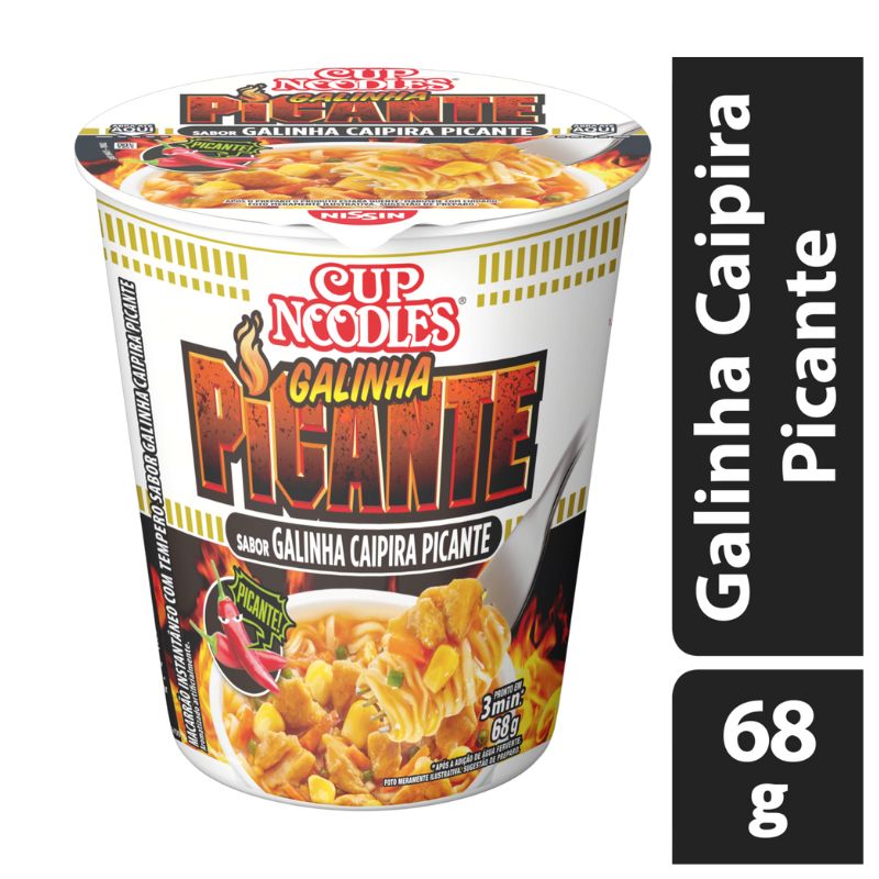 Macarrão Instantâneo Galinha Caipira Picante Nissin Cup Noodles Copo 68g