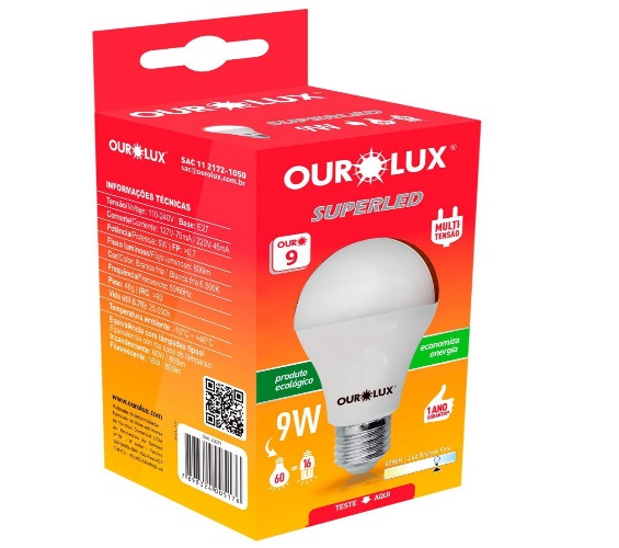 LAMPADA OUROLUX SUPERLED 9W 6500K BIVOLT