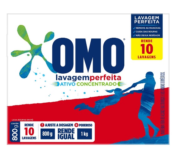 Lava Roupas em Pó Omo Lavagem Perfeita Caixa 800g