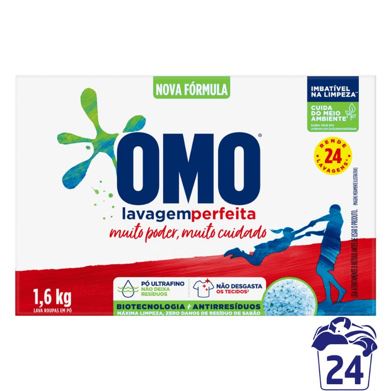 Lava Roupas em Pó Omo Lavagem Perfeita Caixa 1,6kg
