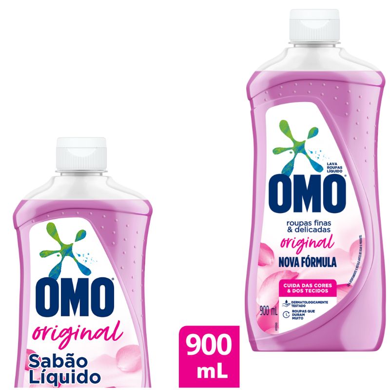 Lava-Roupas Líquido Roupas Finas e Delicadas Original Omo Frasco 900ml