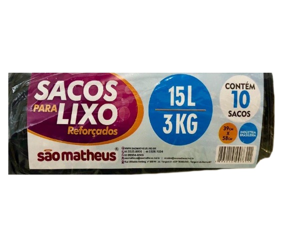 SACO LIXO SAO MATHEUS ROLO 15LT