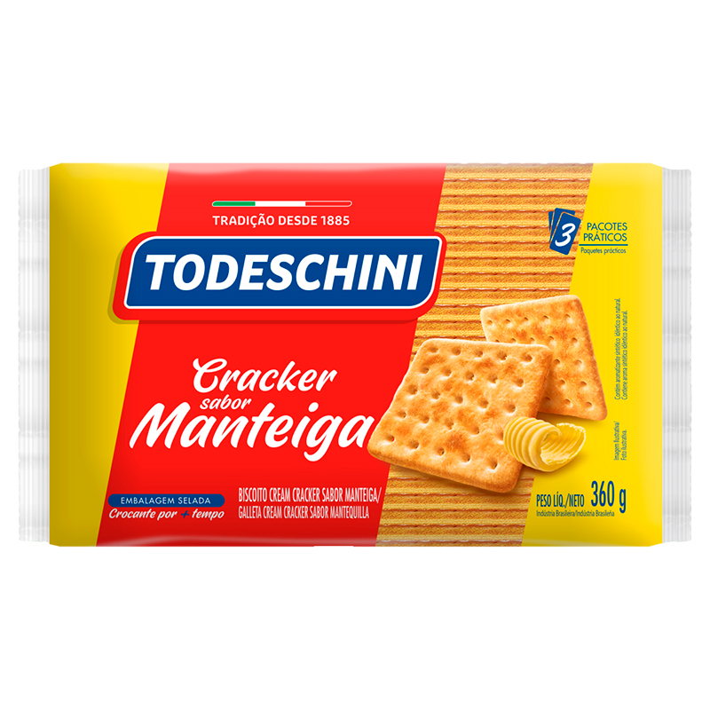 Biscoito Cream Cracker Sabor Manteiga Todeschini 360g