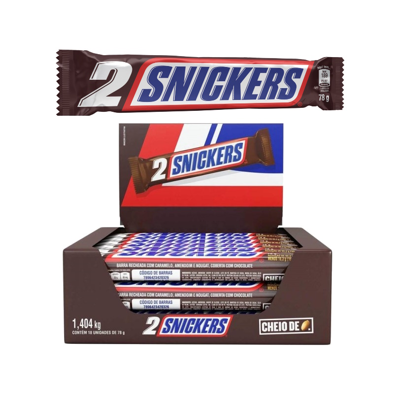 Chocolate Snickers Duo Pacote 78g 2 Unidades