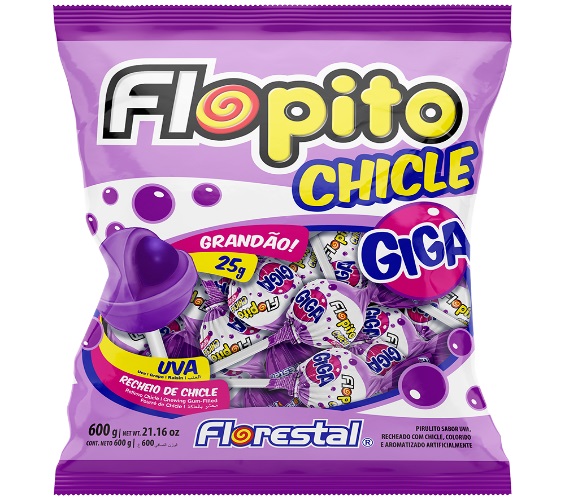 PIRULITO FLORESTAL FLOPITO CHICLE UVA