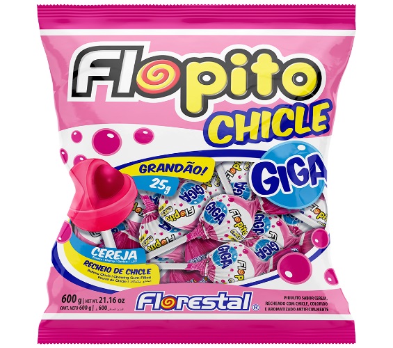 PIRULITO FLORESTAL FLOPITO CHICLE CEREJA
