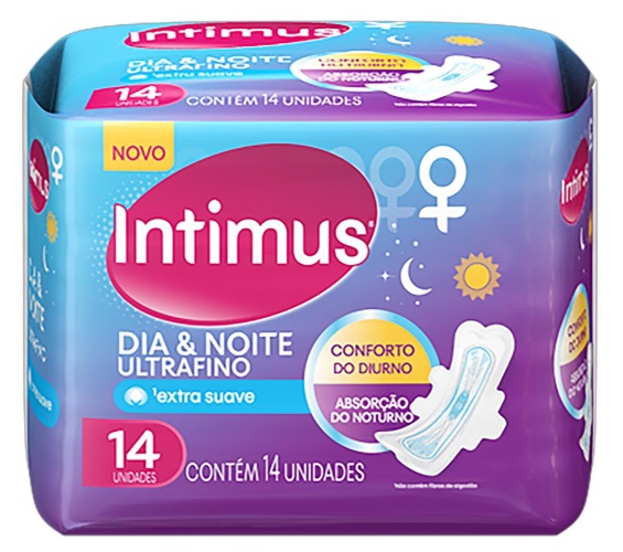 Absorvente com Abas Extra Suave Dia & Noite Ultrafino Intimus Pacote 14 Unidades