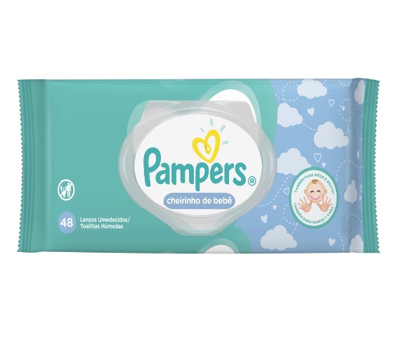 Lenço Umedecido Cheirinho de Bebê Pampers Pacote 48 Unidades
