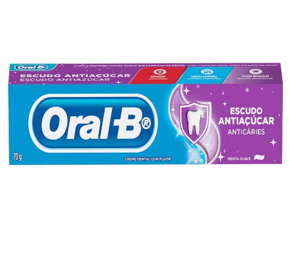 Creme Dental Menta Suave Oral-B Escudo Antiaçúcar Caixa 70g