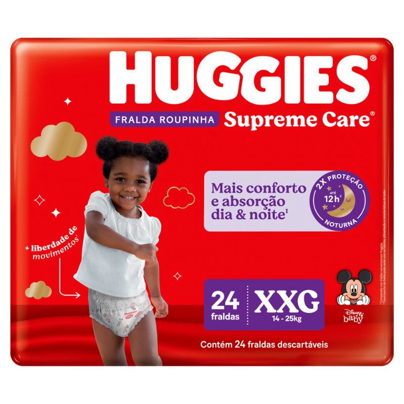 Fralda Descartável Infantil Roupinha Huggies Supreme Care XXG Pacote 24 Unidades