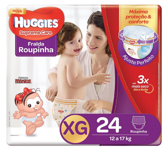 Fralda Descartável Infantil Roupinha Huggies Supreme Care XG Pacote 24 Unidades