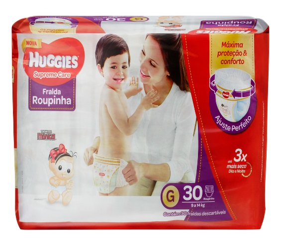 Fralda Descartável Huggies Sup Care Roupinha G com 30 Unidades