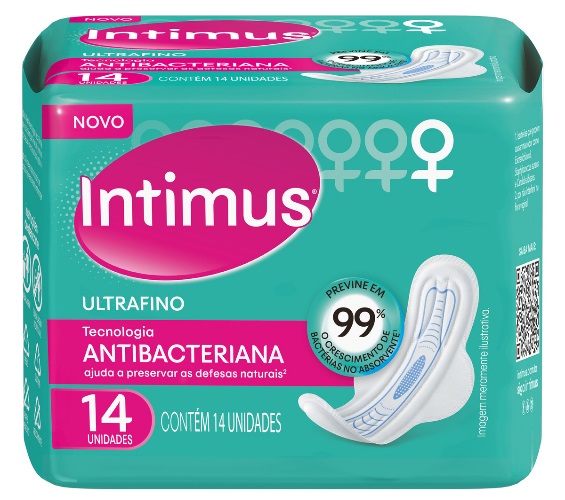 Absorvente com Abas Antibacteriano Ultrafino Intimus Pacote 14 Unidades
