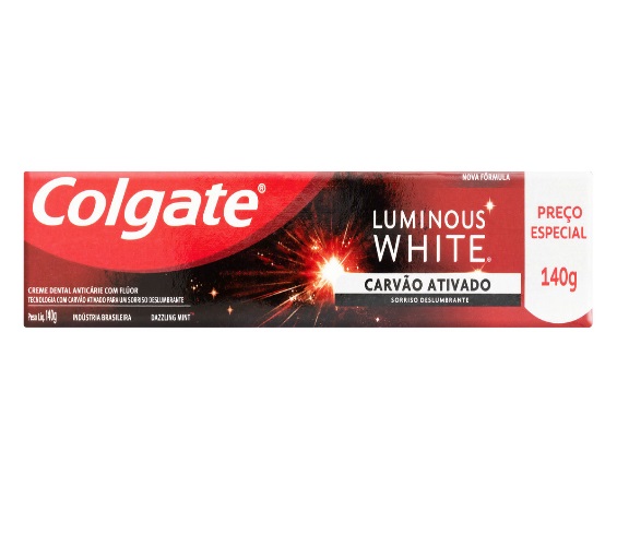 Creme Dental Carvão Ativado Dazzling Mint Colgate Luminous White Caixa 140g