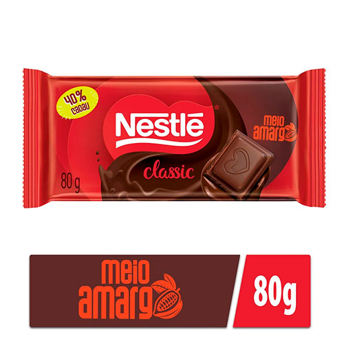 Chocolate Nestlé Classic Meio Amargo 80g