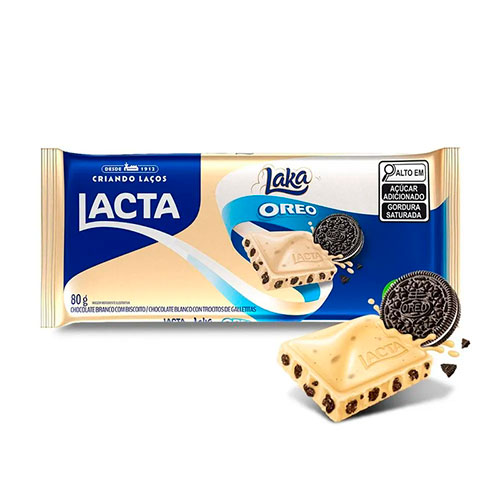 Barra de Chocolate Branco Lacta Laka com Oreo 80g