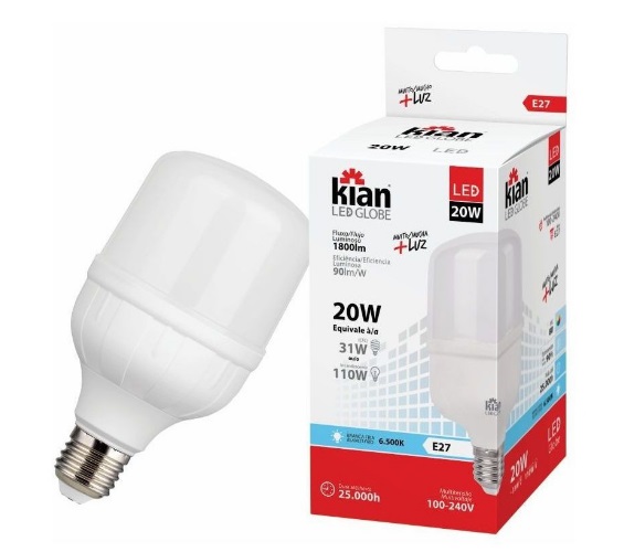 Lâmpada Kian Led Bivolt 20W Globe
