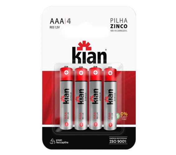 Pilha Kian Zinco AAA com 4 Unidades