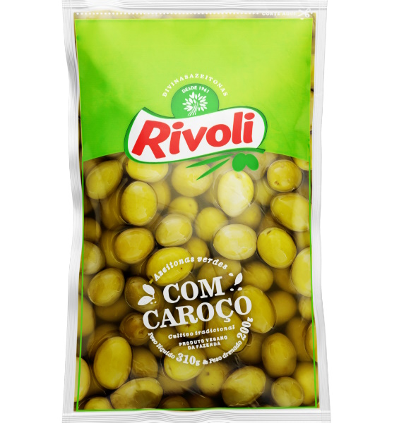 Azeitona Verde Rivoli com Caroço (Sachê 200g)