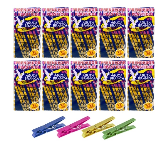 Prendedor de Roupas Águia Branca Plástico 12UN