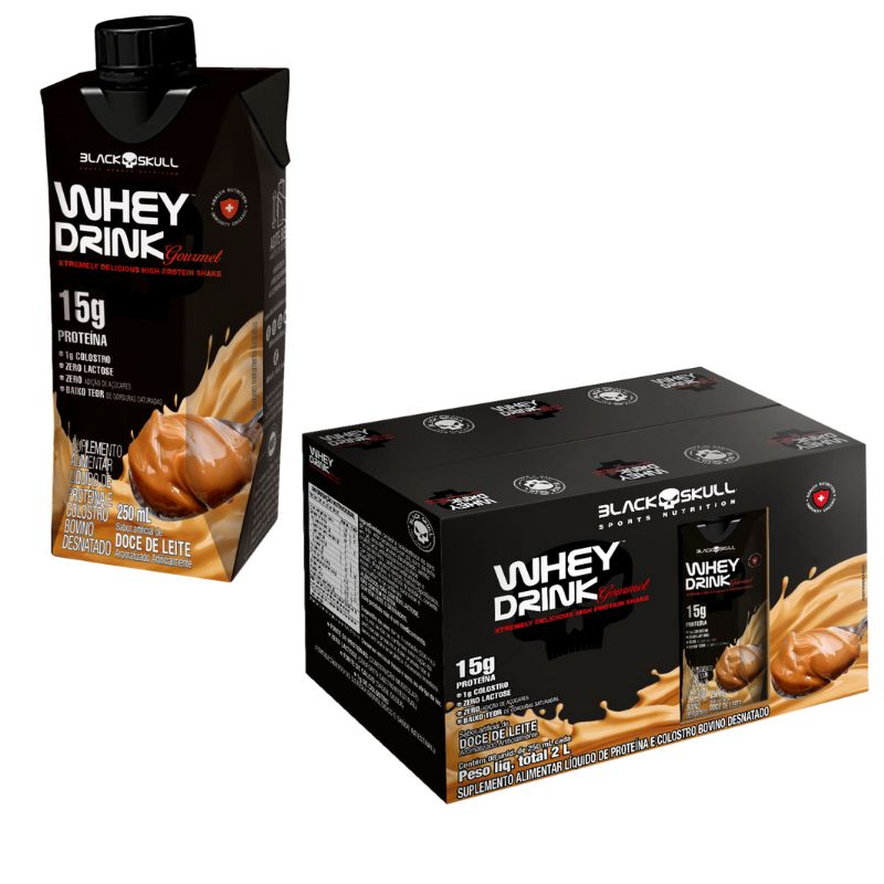 Suplemento Alimentar Líquido Black Skull Whey sabor Doce de Leite 250ml